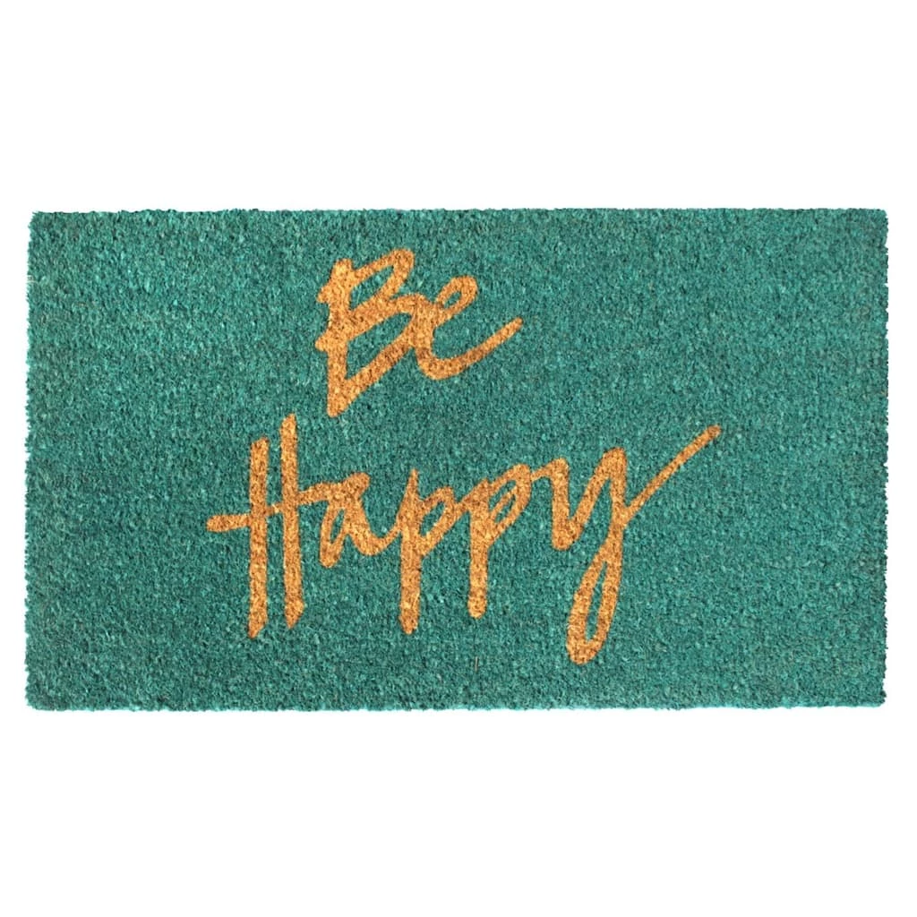 Promo ๐ RugSmith Blue Be Happy Machine Tufted Doormat ๐