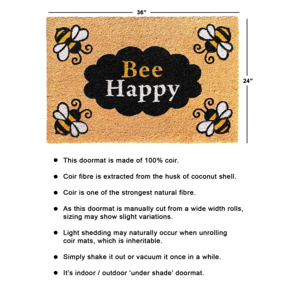 Promo 👍 RugSmith Natural Bee Happy Machine Tufted Doormat 👍 - Image 3