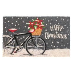 Best deal 👏 RugSmith Gray Happy 🎄 Christmas Holiday Bicycle Machine Tufted Doormat 😉