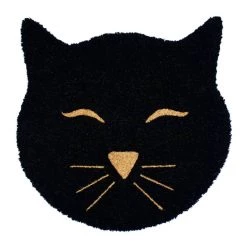 Hot Sale 🥰 RugSmith Black Cat Head Machine Tufted Coir Doormat 😉