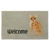 New 😀 RugSmith Light Gray Cheetah Cat Machine Tufted Coir Doormat 🥰