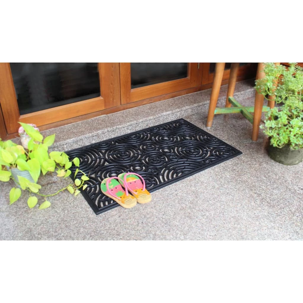 Deals 🤩 RugSmith Black Molded Circle Patterns Rubber Doormat 👍 - Image 2