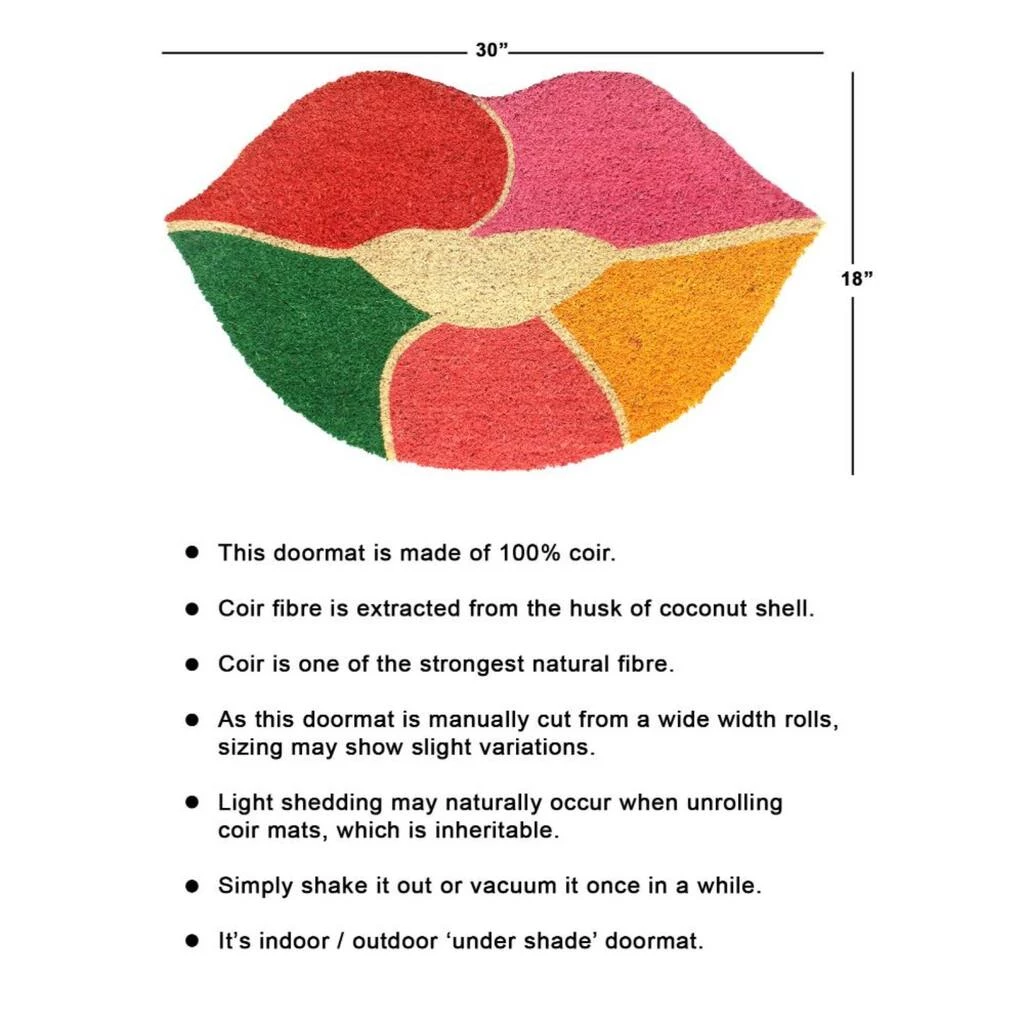 Coupon ๐ฅฐ RugSmith Bleached Colorful Lips Machine Tufted Coir Doormat ๐ - Image 3