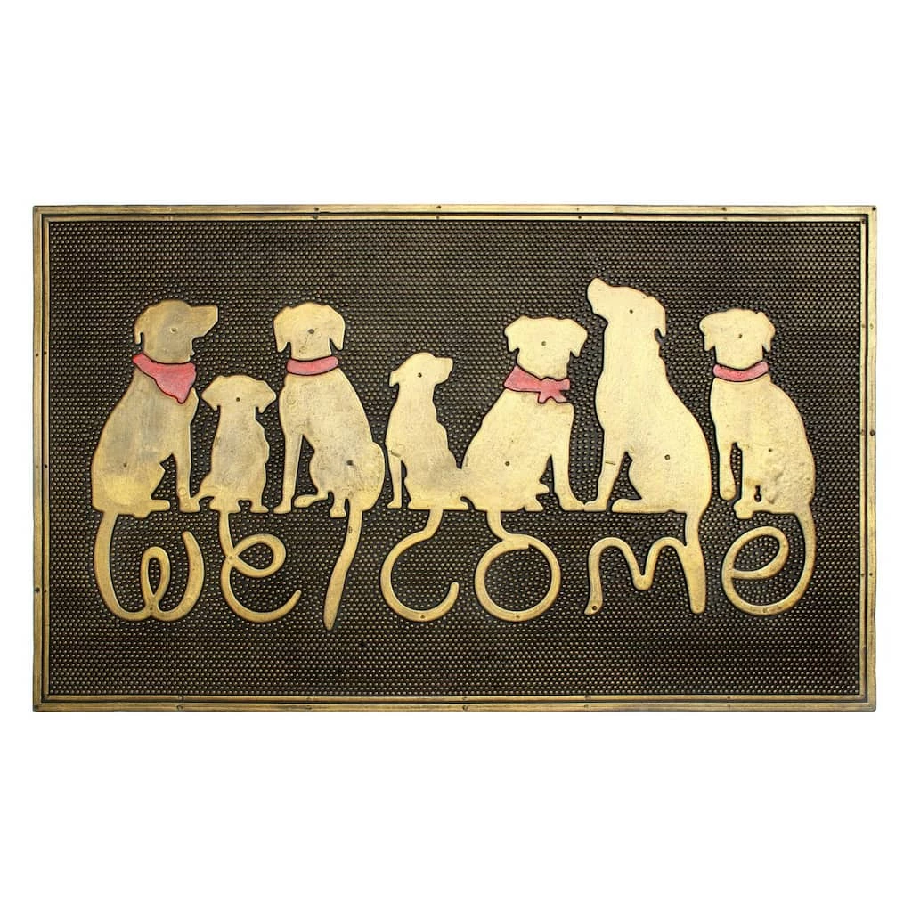 New ๐ฅ RugSmith Black and Gold Molded ๐ฆฎ Dog Welcome Rubber Doormat โ