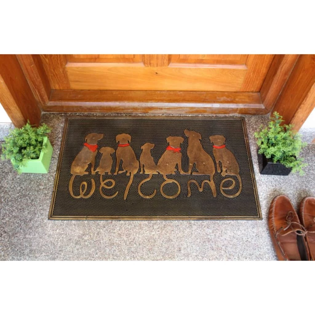 New ๐ฅ RugSmith Black and Gold Molded ๐ฆฎ Dog Welcome Rubber Doormat โ - Image 2