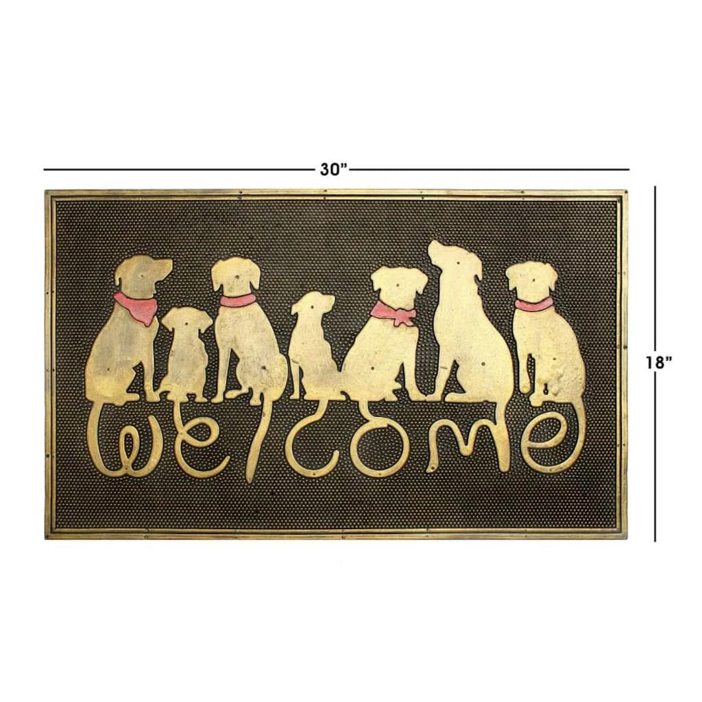 New ๐ฅ RugSmith Black and Gold Molded ๐ฆฎ Dog Welcome Rubber Doormat โ - Image 3