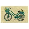 Discount 🧨 RugSmith Blue Machine Tufted Floral Basket Bike Coir Doormat 🔥