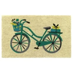 Discount 🧨 RugSmith Blue Machine Tufted Floral Basket Bike Coir Doormat 🔥