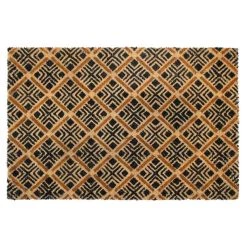 Hot Sale 🧨 RugSmith Natural Black Machine Tufted Geo Diamond Coir Doormat 👍