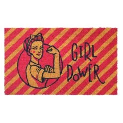 Budget ✨ RugSmith Red Machine Tufted Girl Power Coir Doormat 🎉