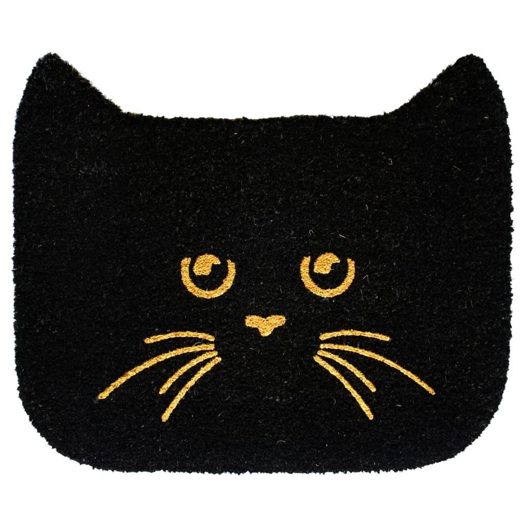 Brand new 🎉 RugSmith Black Machine Tufted Glitter Shaped Cat Doormat 💯