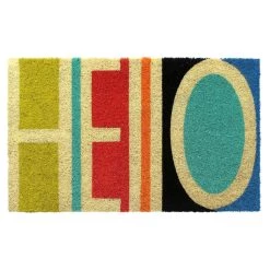 Discount 🥰 RugSmith Bleached Hello Abstract Machine Tufted Coir Doormat ⌛