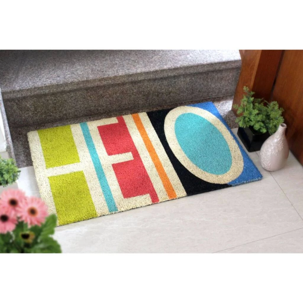 Discount 🥰 RugSmith Bleached Hello Abstract Machine Tufted Coir Doormat ⌛ - Image 2
