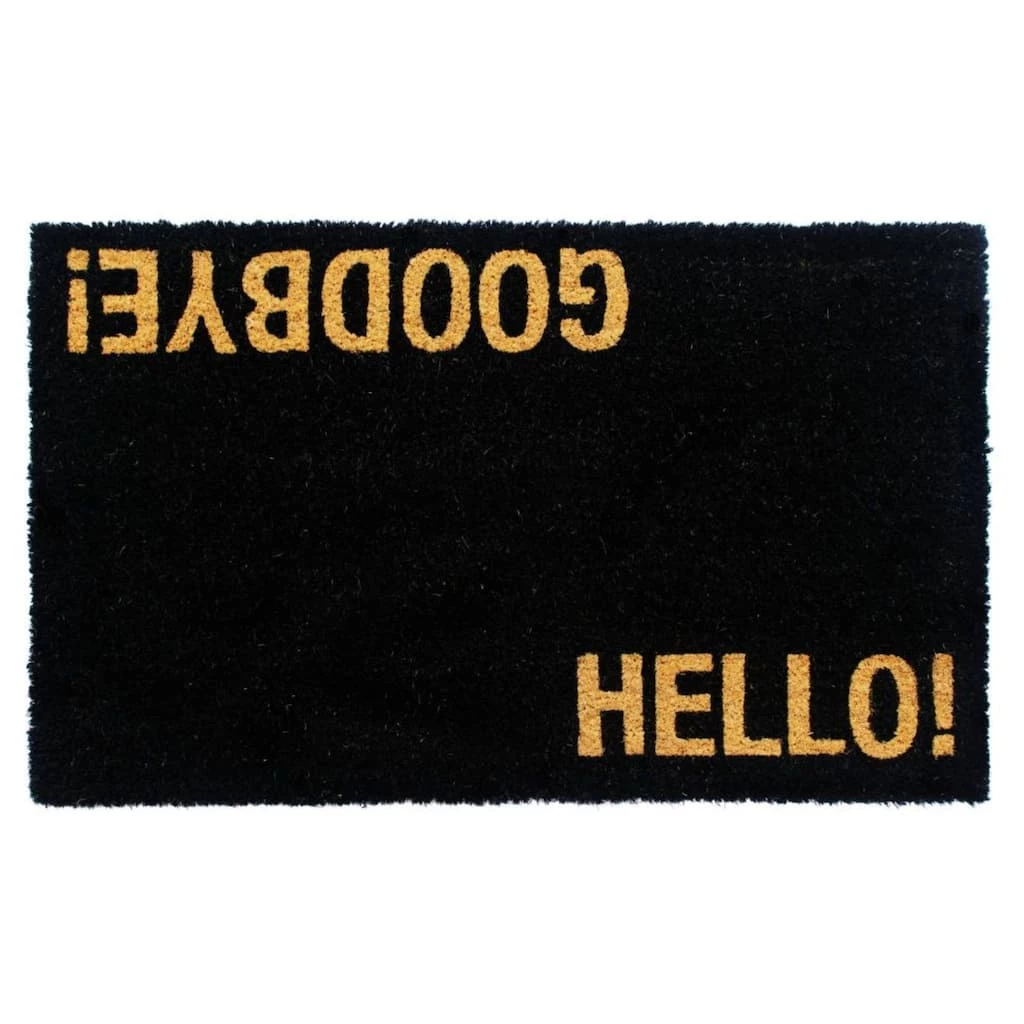 Flash Sale 🎉 RugSmith Black Hello/Goodbye Machine Tufted Coir Doormat 💯