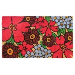 Best deal ✔️ RugSmith Red Hibiscus Machine Tufted Coir Doormat ⌛