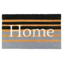 Best Sale 💯 RugSmith Gray Striped Home Machine Tufted Coir Doormat 😉