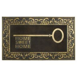 Best deal 🎁 RugSmith Black & Gold Home Sweet Home Key Molded Rubber Doormat 🔔