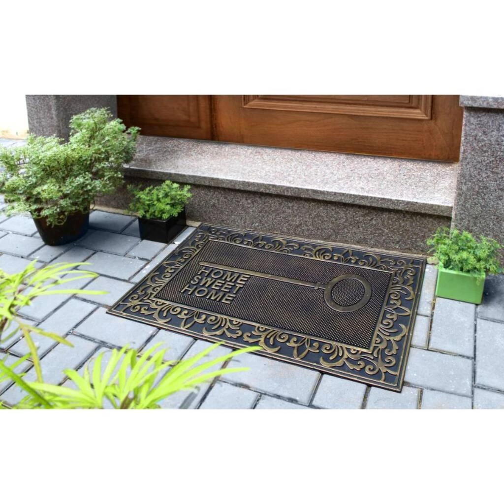 Best deal 🎁 RugSmith Black & Gold Home Sweet Home Key Molded Rubber Doormat 🔔 - Image 2