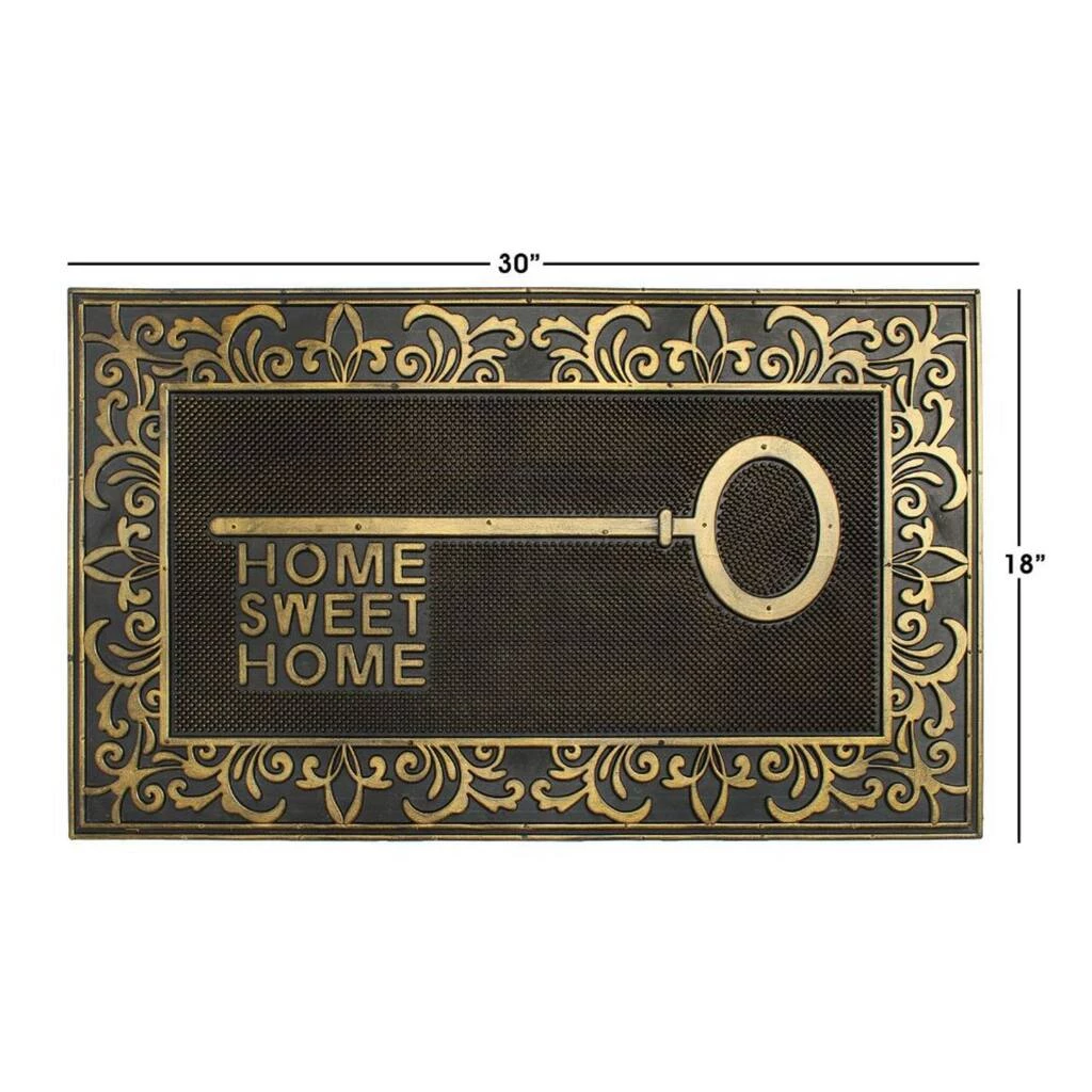 Best deal 🎁 RugSmith Black & Gold Home Sweet Home Key Molded Rubber Doormat 🔔 - Image 3