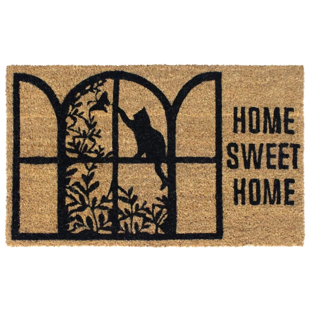 Discount ๐ฅ RugSmith Black Home Sweet Home with Cat Machine Tufted Doormat โจ