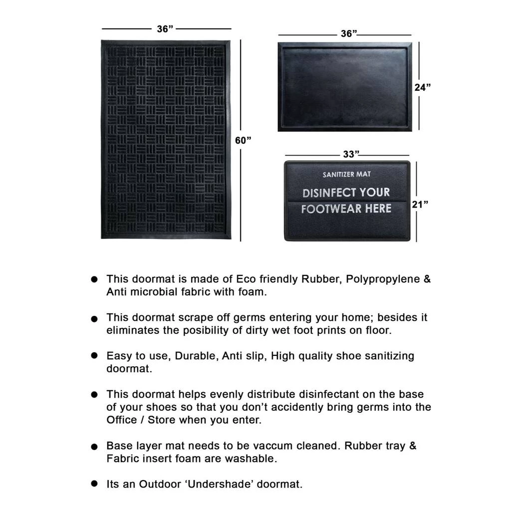 New π RugSmith Layered Rubber Sanitizer Doormat, Tray & Foam Insert, 36" x 60" π - Image 5