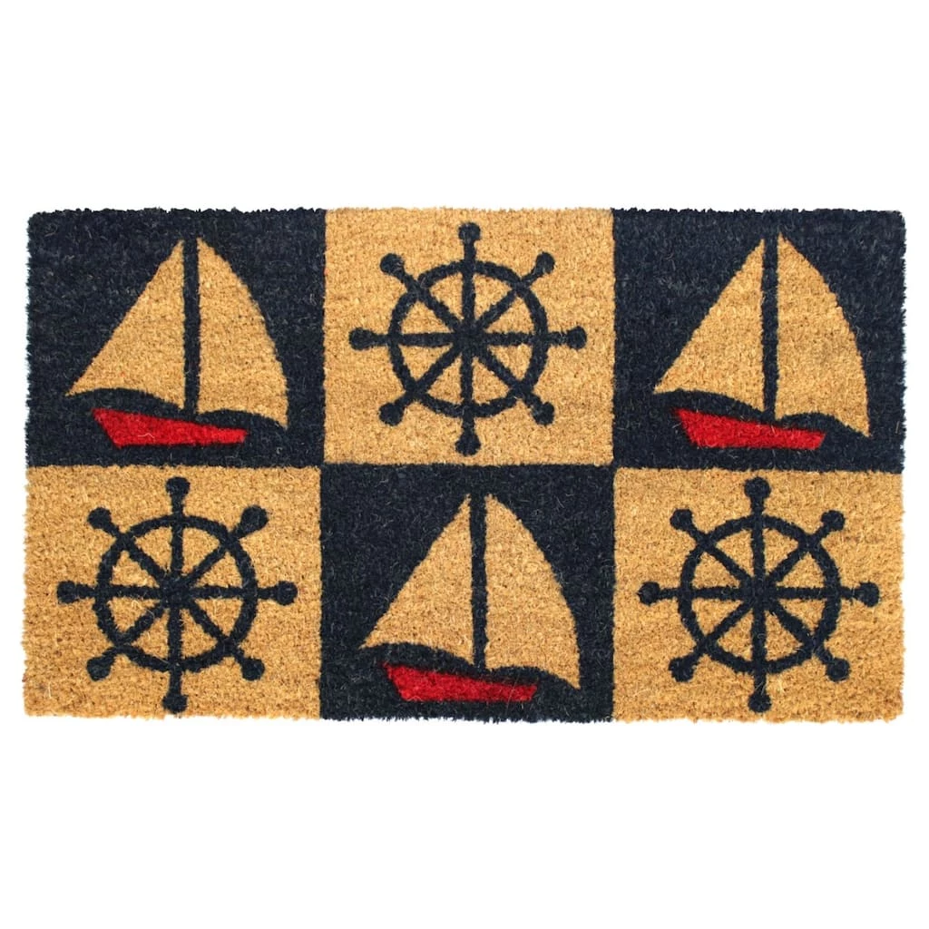 Discount ๐ฏ RugSmith Red & Blue Marine Machine Tufted Doormat ๐