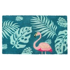 Best reviews of 🥰 RugSmith Blue Machine Tufted Palm Leaves Flamingo Coir Doormat, 18'' x 30'' 😍