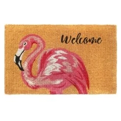 Best reviews of ✔️ RugSmith Pink Flamingo Welcome Handloom Woven Coir Doormat 😀