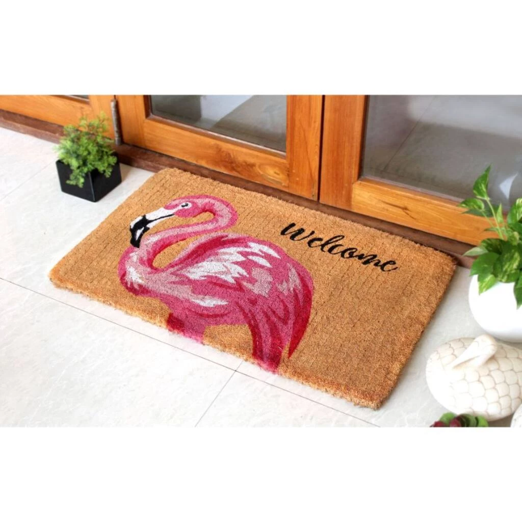 Best reviews of ✔️ RugSmith Pink Flamingo Welcome Handloom Woven Coir Doormat 😀 - Image 2