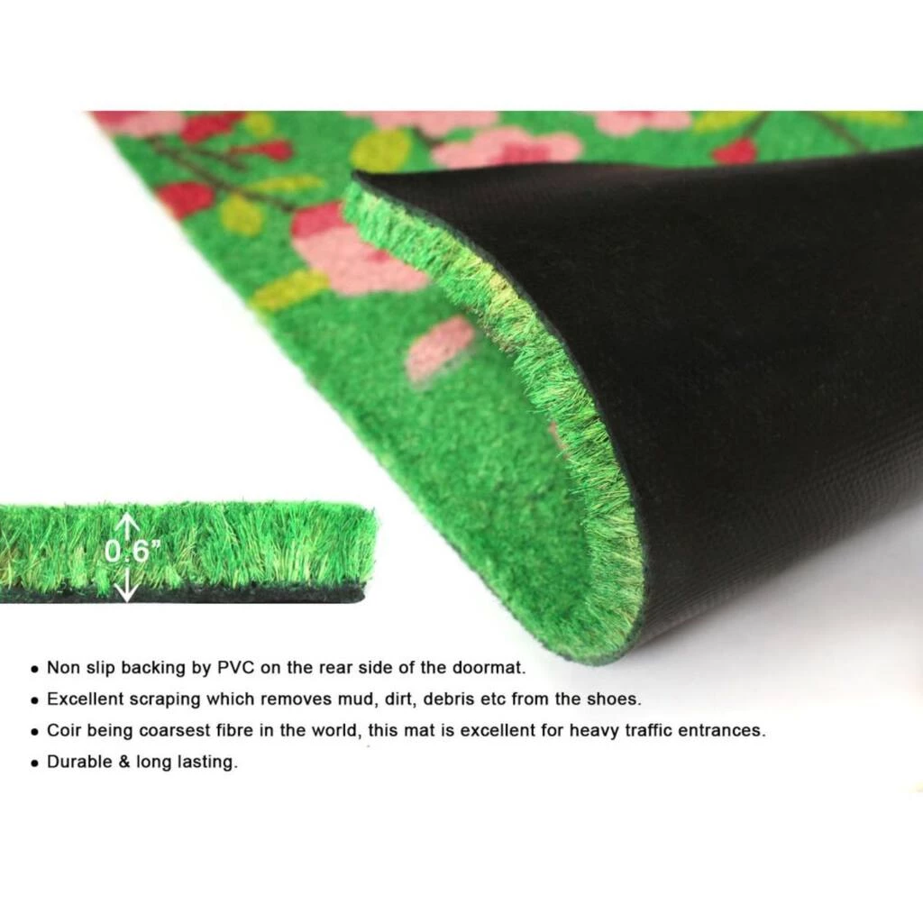Buy 😍 RugSmith Green & Pink Floral Tree Machine Tufted Coir Doormat 🤩 - Image 4