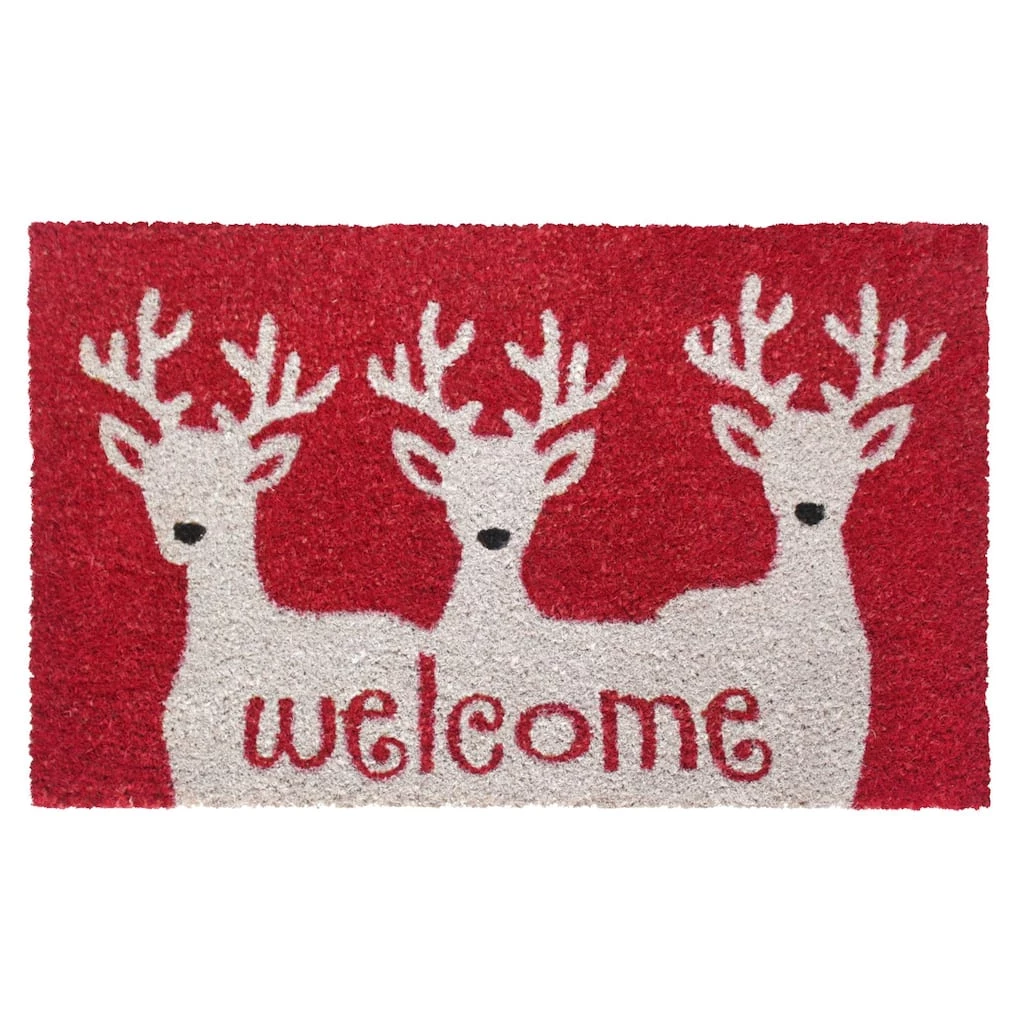 Wholesale ๐ RugSmith White Machine Tufted Reindeer Welcome Doormat, 18'' x 30'' โค๏ธ