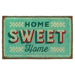 Flash Sale ⭐ RugSmith Ice Green Retro Home Sweet Home Machine Tufted Coir Doormat 🥰