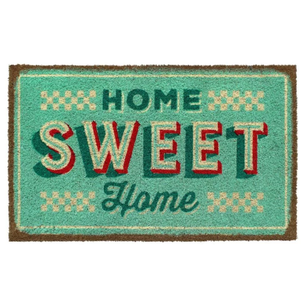 Flash Sale ⭐ RugSmith Ice Green Retro Home Sweet Home Machine Tufted Coir Doormat 🥰
