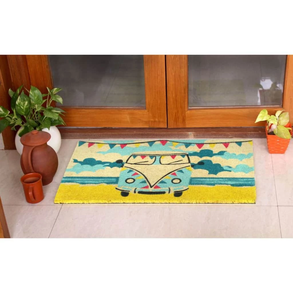 Brand new 💯 RugSmith Blue Machine Tufted Retro Van Coir Doormat, 18'' x 30'' ✔️ - Image 2