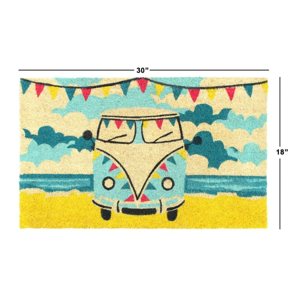 Brand new 💯 RugSmith Blue Machine Tufted Retro Van Coir Doormat, 18'' x 30'' ✔️ - Image 3