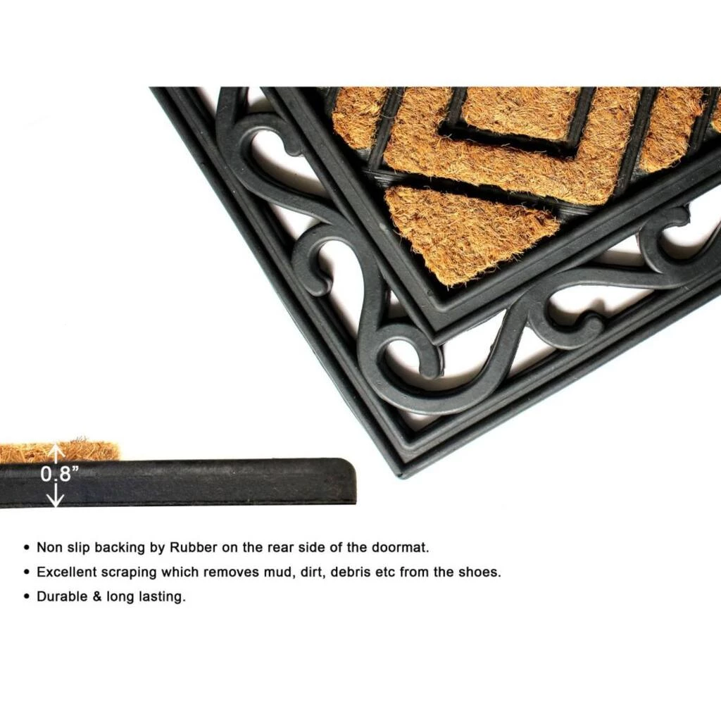 Wholesale โญ RugSmith Natural & Black Diamond Molded Rubber & Coir Doormat ๐ - Image 4