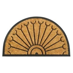 Buy ✔️ RugSmith Natural & Black Half-Round Molded Rubber & Coir Doormat ✨
