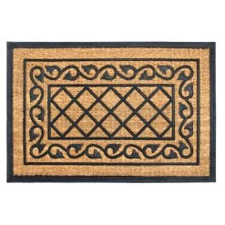 Outlet 🎁 RugSmith Natural & Black Honeysuckle Molded Rubber & Coir Doormat 👏