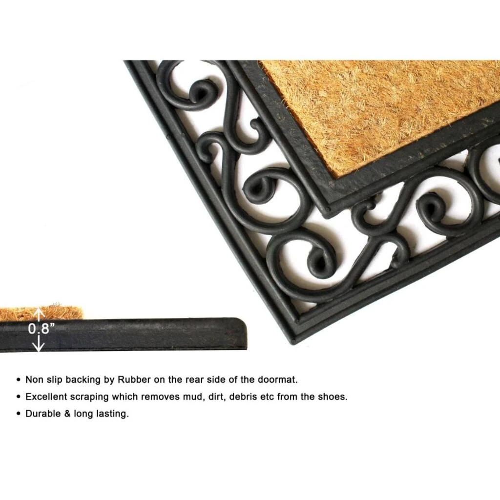 Best Pirce โ๏ธ RugSmith Natural & Black Irongate Trellis Striped Molded Rubber & Coir Doormat ๐ฅฐ - Image 4