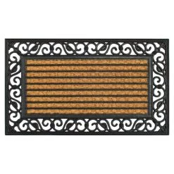 Budget 🎁 RugSmith Natural & Black Rectangle Irongate Molded Rubber & Coir Doormat 🧨