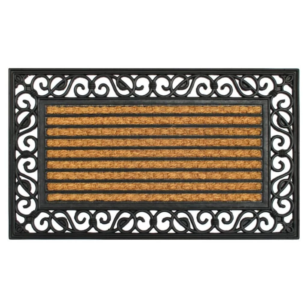 Budget 🎁 RugSmith Natural & Black Rectangle Irongate Molded Rubber & Coir Doormat 🧨