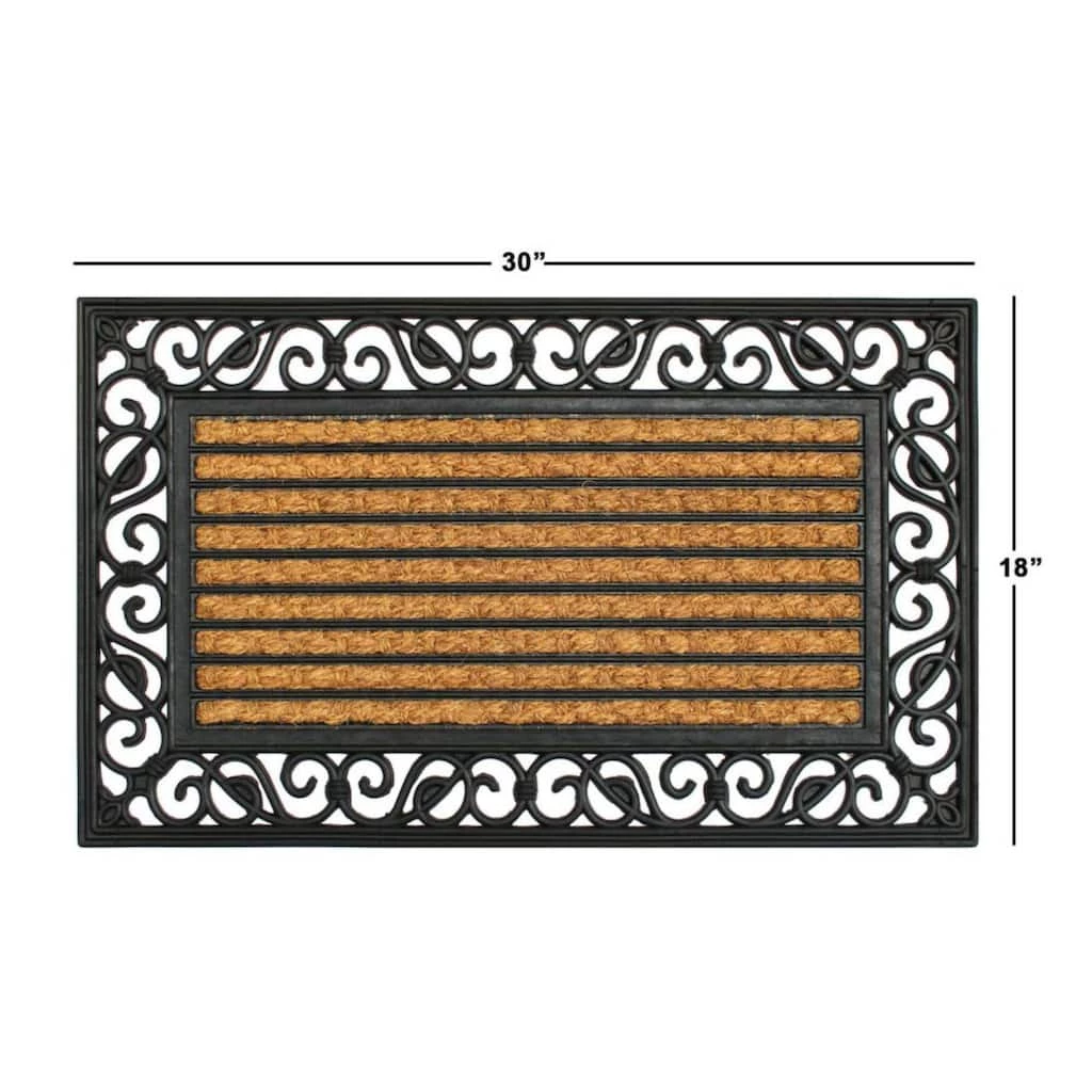 Budget 🎁 RugSmith Natural & Black Rectangle Irongate Molded Rubber & Coir Doormat 🧨 - Image 4