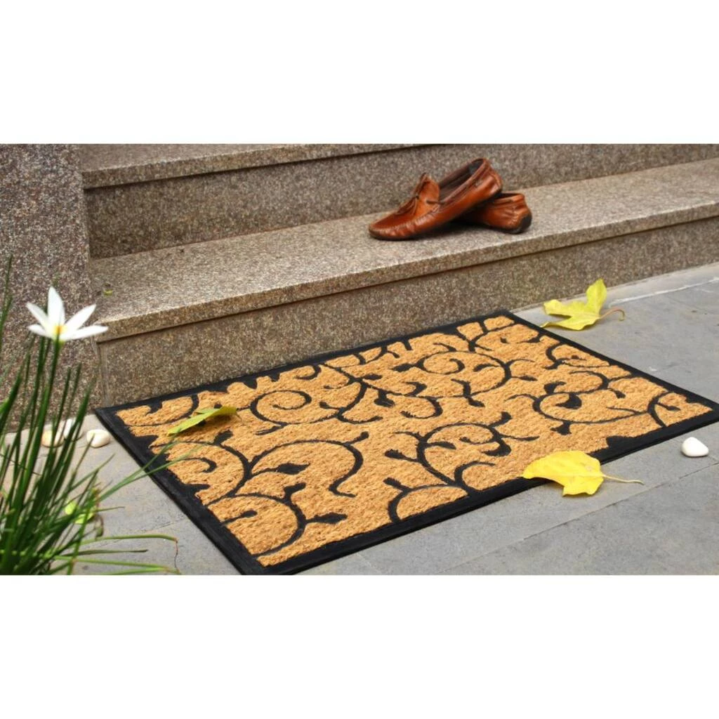 Buy β¨ RugSmith Natural & Black Vines Molded Rubber & Coir Doormat π - Image 2
