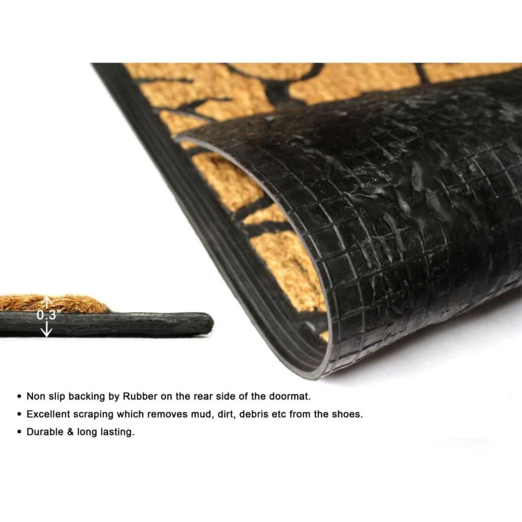 Buy β¨ RugSmith Natural & Black Vines Molded Rubber & Coir Doormat π - Image 4