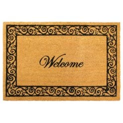 Top 10 😉 RugSmith Natural & Black Scroll Border Welcome Machine Tufted Coir Doormat 🤩