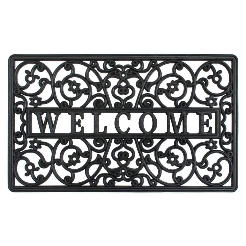 Best Pirce ✔️ RugSmith Black Scroll Welcome Molded Rubber Doormat 👏