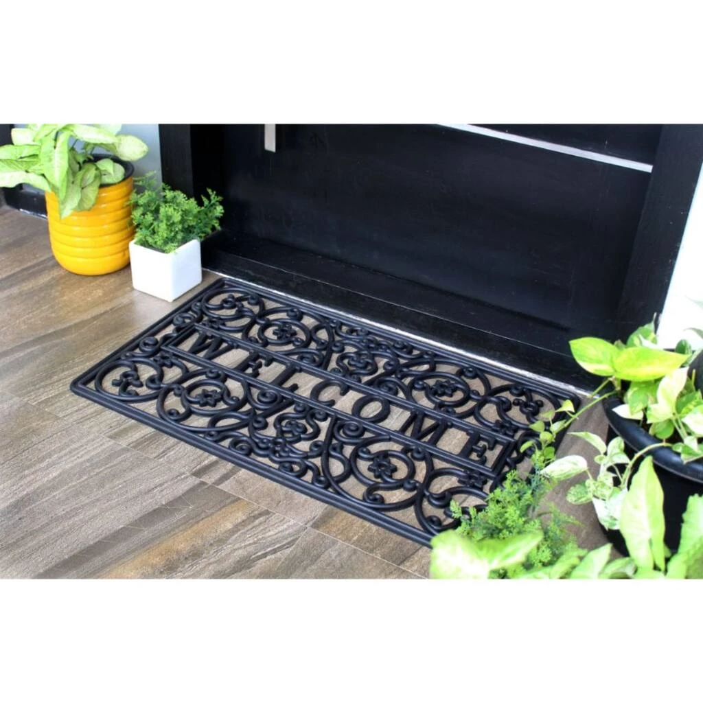 Best Pirce ✔️ RugSmith Black Scroll Welcome Molded Rubber Doormat 👏 - Image 2