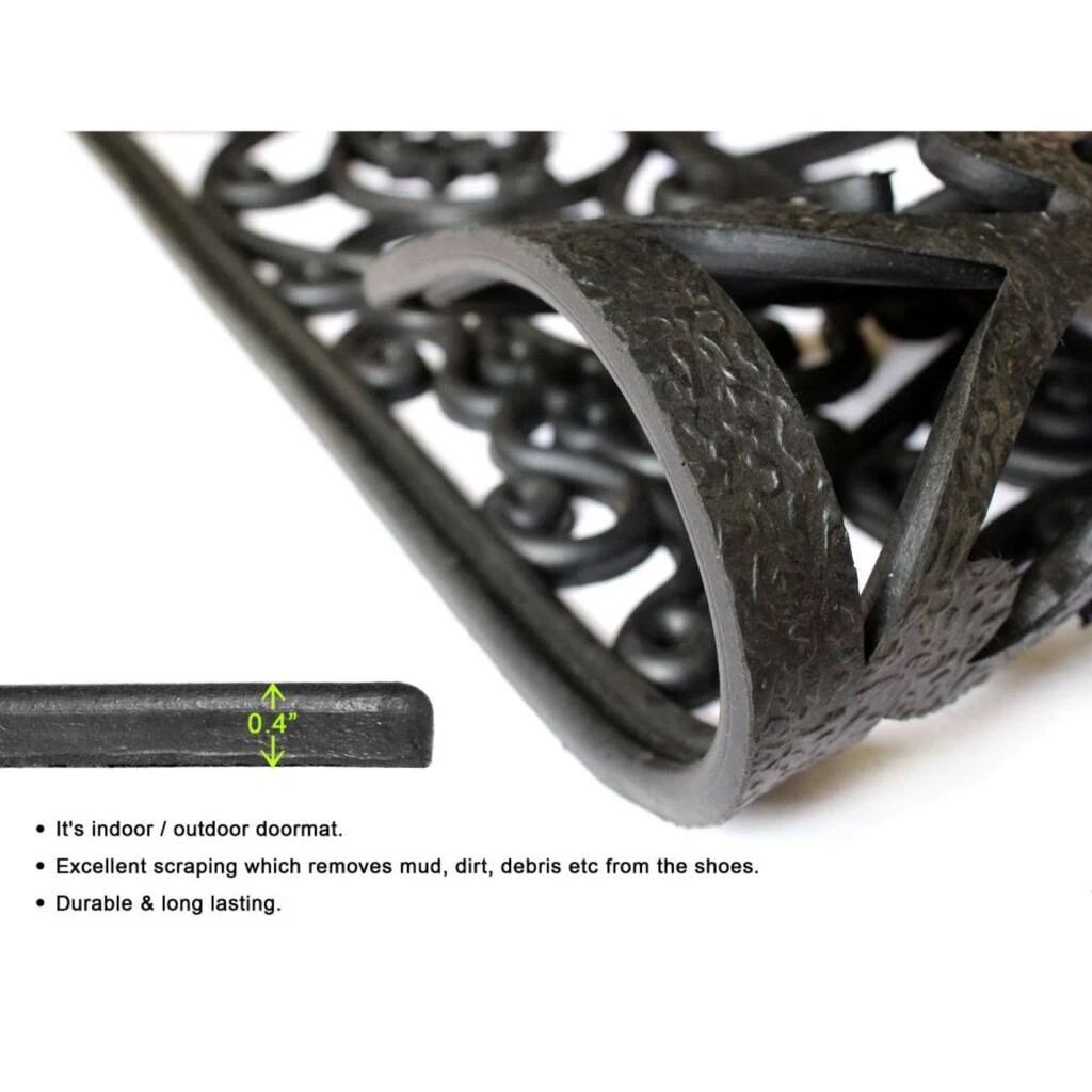 Best Pirce ✔️ RugSmith Black Scroll Welcome Molded Rubber Doormat 👏 - Image 4
