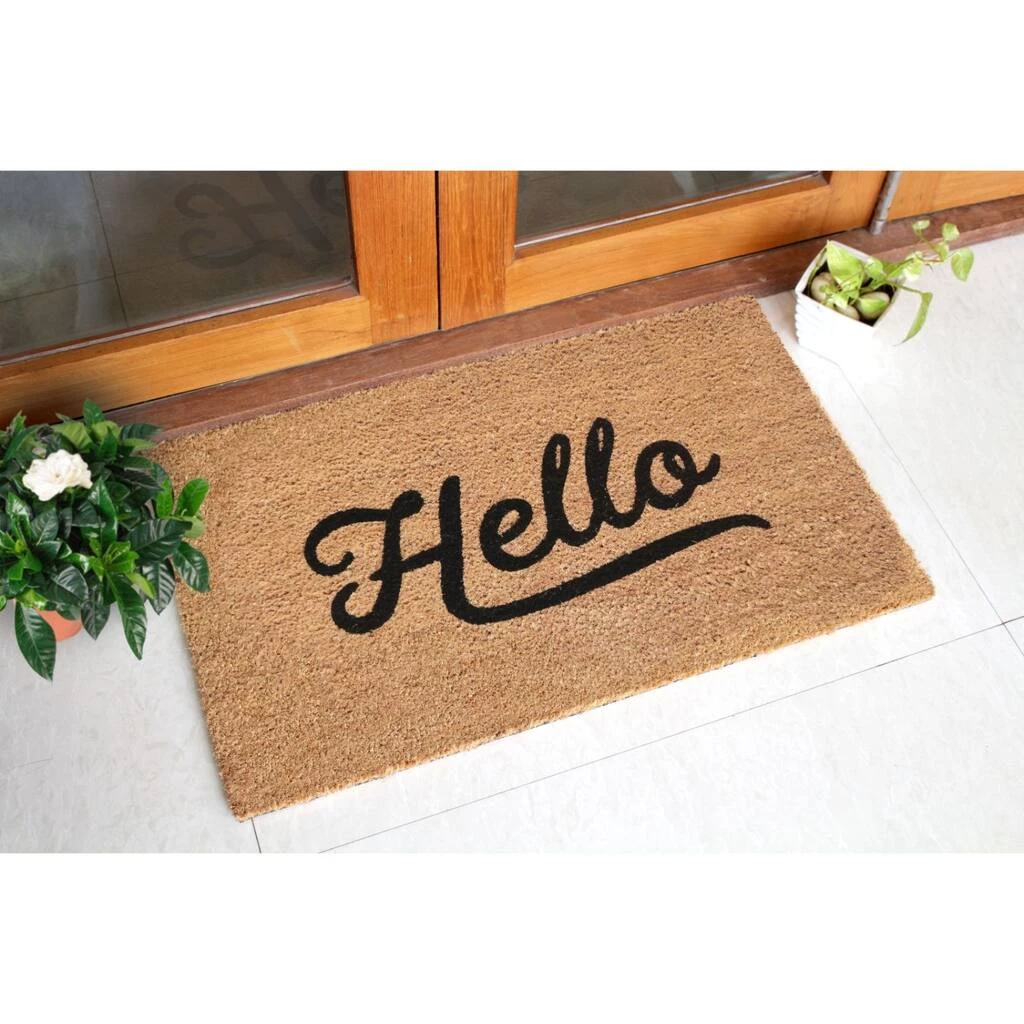 Best deal 💯 RugSmith Black Simply Hello Machine Tufted Doormat 💯 - Image 2