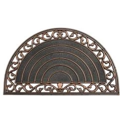 Deals 🌟 RugSmith Black Molded Sunrise Trellis Half-Round Rubber Doormat 💯